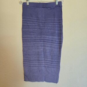 Bebe Ribbed Knit Skirt Women's S/P Periwinkle Blue Purple Fitted Stretch